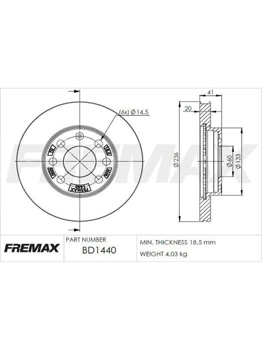 Fremax Brake Disc Front Pair BD-1440 Fremax - Micks Gone Bush