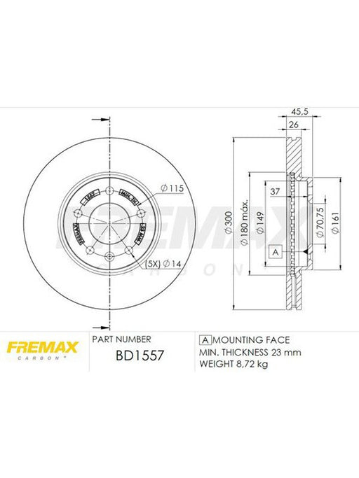 Fremax Brake Disc Front Pair BD-1557 Fremax - Micks Gone Bush
