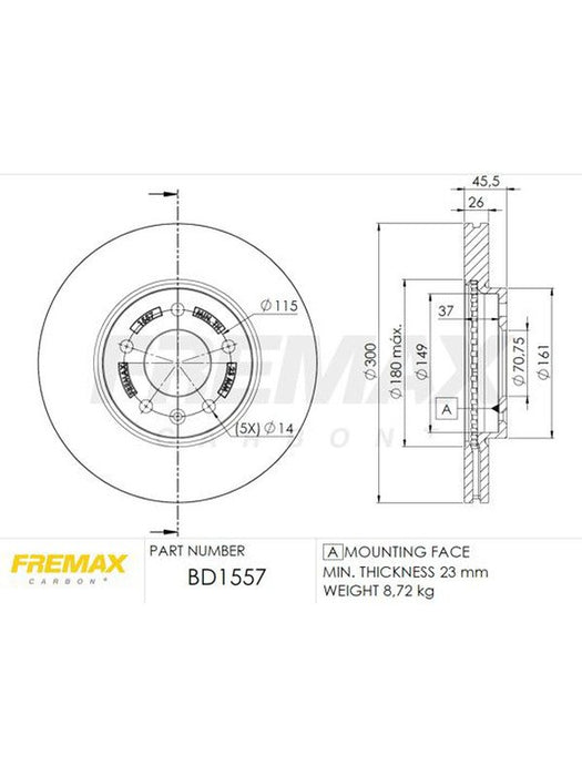 Fremax Brake Disc Front Pair BD-1557 Fremax - Micks Gone Bush