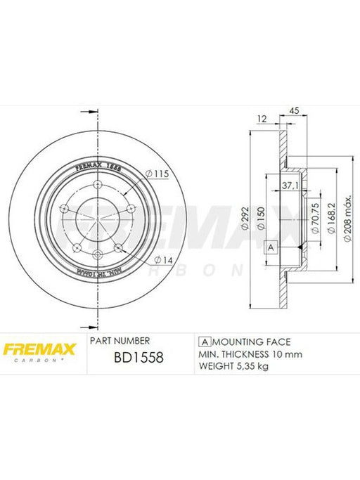 Fremax Brake Disc Rear Pair BD-1558 Fremax - Micks Gone Bush