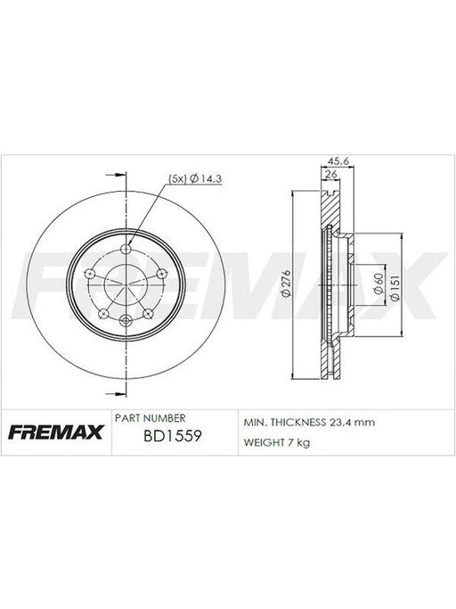 Fremax Brake Disc Front Pair BD-1559 Fremax - Micks Gone Bush