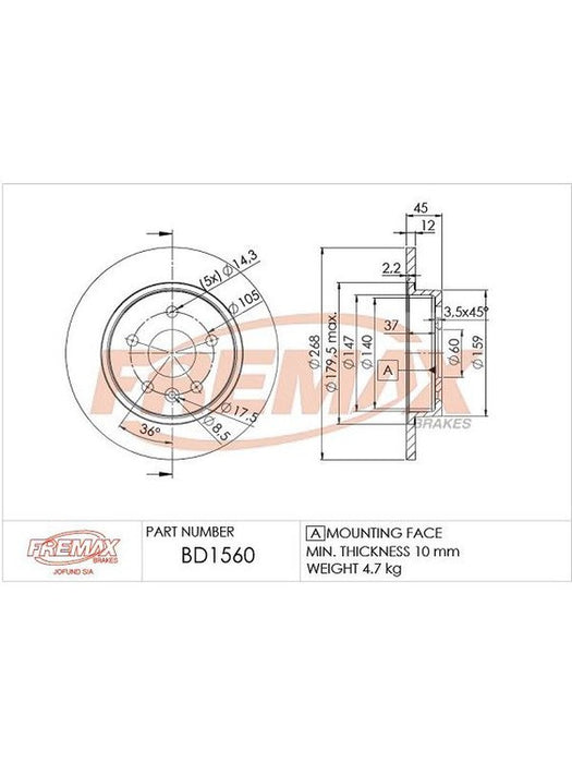Fremax Brake Disc Rear Pair BD-1560 Fremax - Micks Gone Bush
