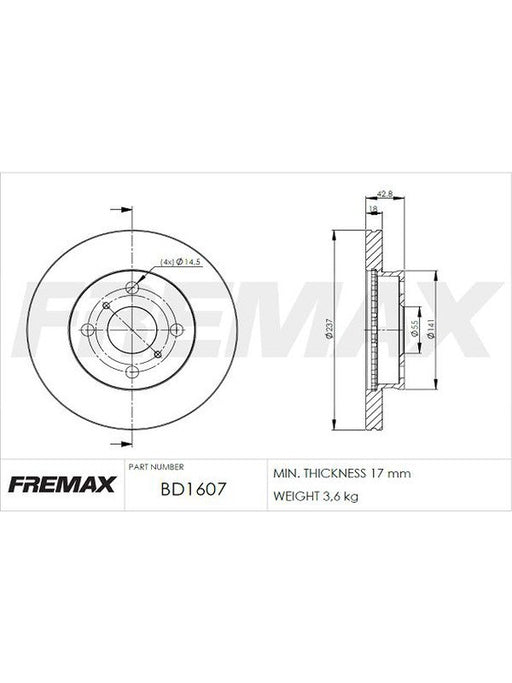 Fremax Brake Disc Front Pair BD-1607 Fremax - Micks Gone Bush