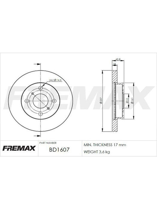 Fremax Brake Disc Front Pair BD-1607 Fremax - Micks Gone Bush