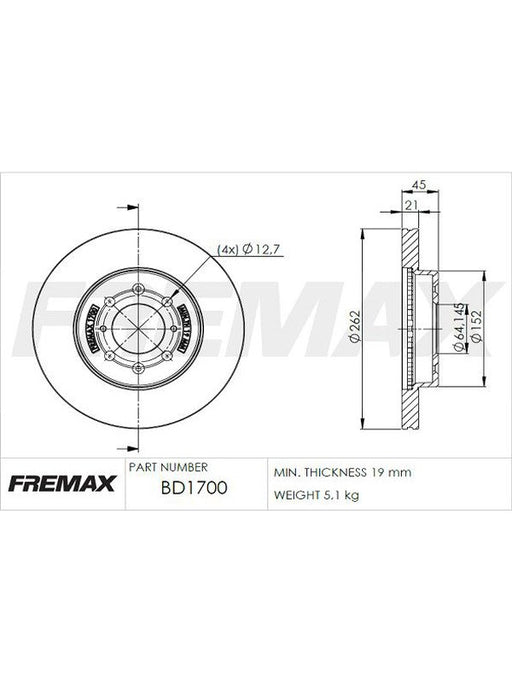 Fremax Brake Disc Front Pair BD-1700 Fremax - Micks Gone Bush