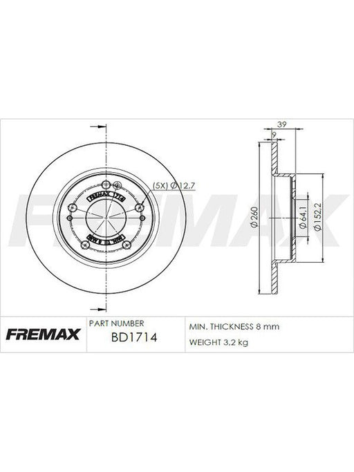 Fremax Brake Rotor Solid Pair Rear For Honda Civic BD-1714 Fremax - Micks Gone Bush