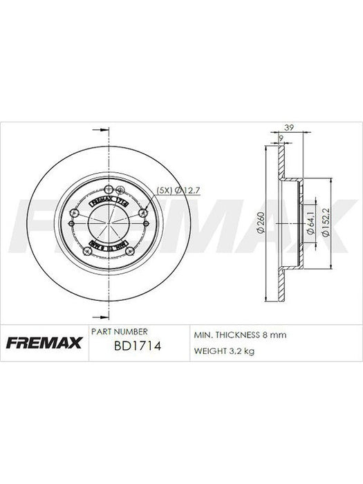 Fremax Brake Rotor Solid Pair Rear For Honda Civic BD-1714 Fremax - Micks Gone Bush