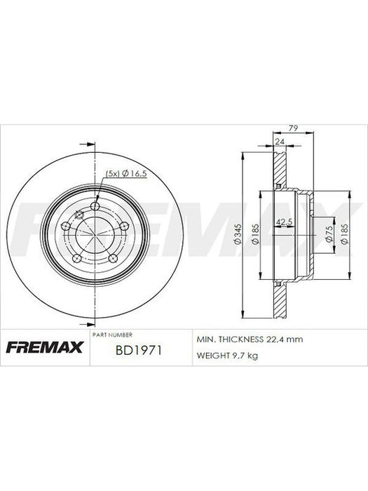 Fremax Brake Disc Rear Pair Bmw X5 E70 BD-1971 Fremax - Micks Gone Bush