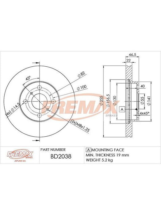 Fremax Brake Rotor (Pair) Front BD-2038 Fremax - Micks Gone Bush
