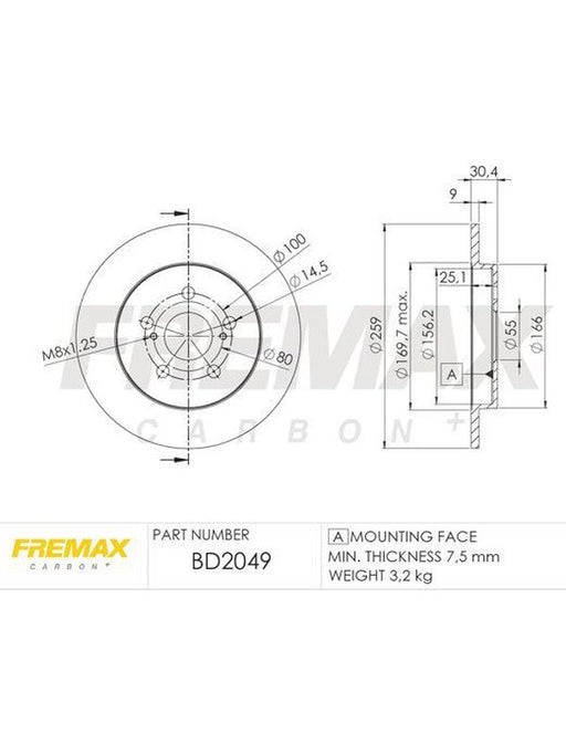 Fremax Brake Rotor (Pair) Rear BD-2049 Fremax - Micks Gone Bush