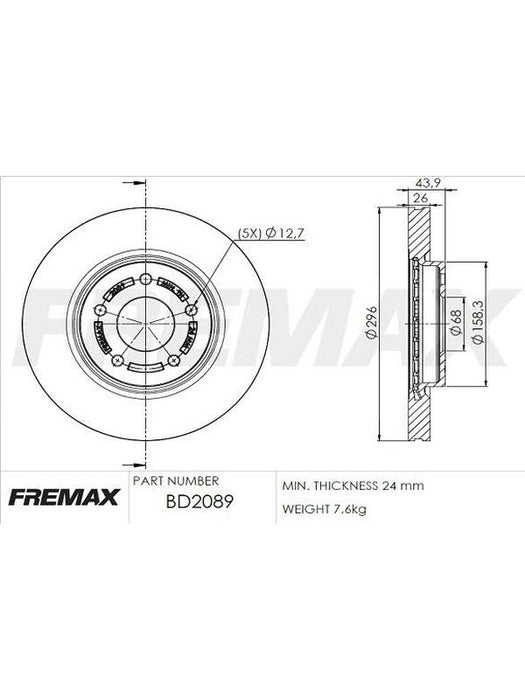 Fremax Brake Disc Front Pair BD-2089 Fremax - Micks Gone Bush