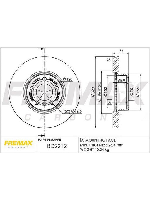 Fremax Brake Disc Front Each BD-2212 Fremax - Micks Gone Bush