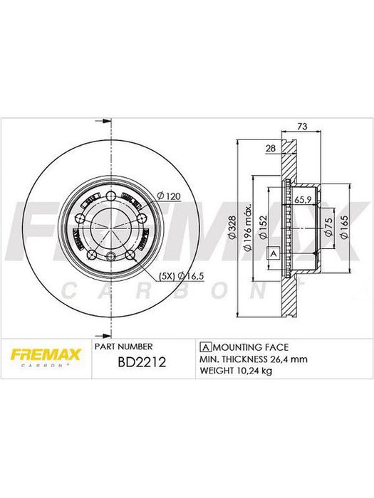 Fremax Brake Disc Front Each BD-2212 Fremax - Micks Gone Bush