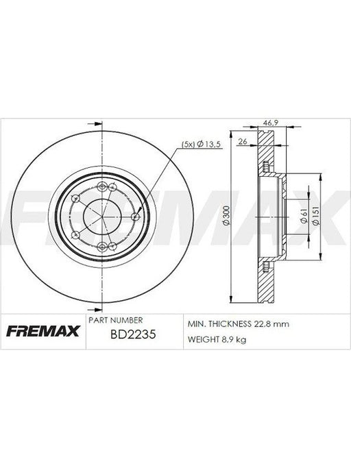 Fremax Brake Disc Front Pair BD-2235 Fremax - Micks Gone Bush