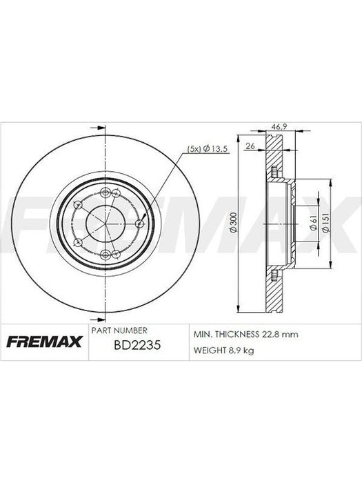Fremax Brake Disc Front Pair BD-2235 Fremax - Micks Gone Bush