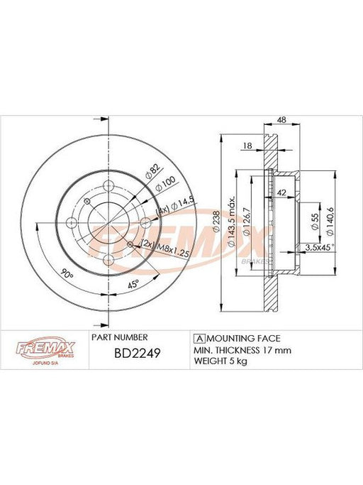 Fremax Brake Disc Front Pair BD-2249 Fremax - Micks Gone Bush