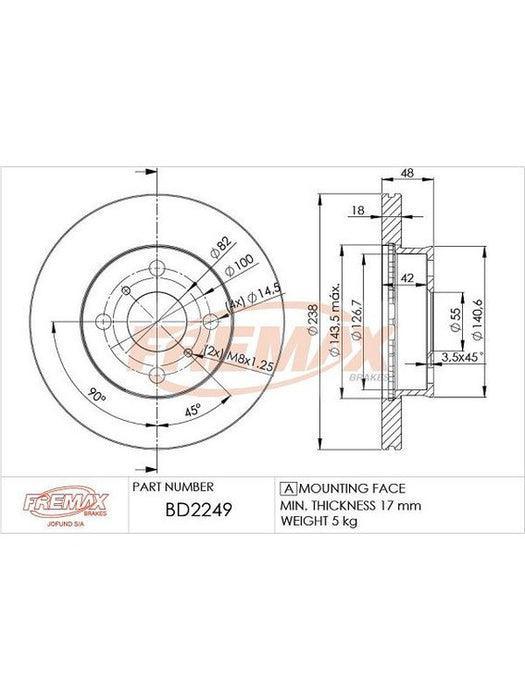 Fremax Brake Disc Front Pair BD-2249 Fremax - Micks Gone Bush