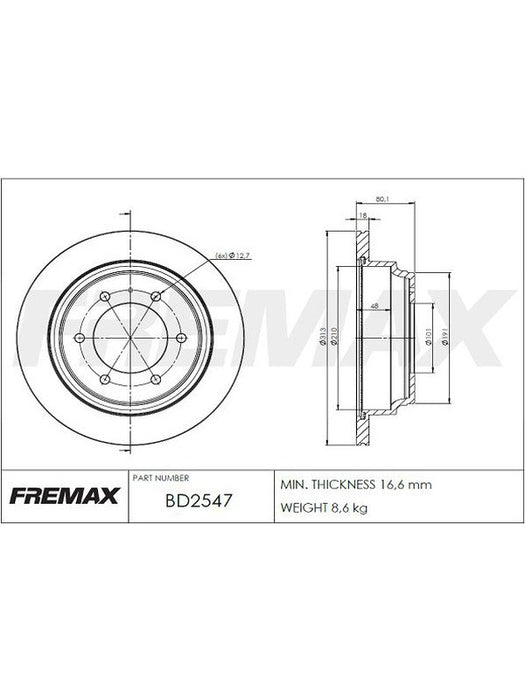 Fremax Brake Disc Rear Pair BD-2547 Fremax - Micks Gone Bush