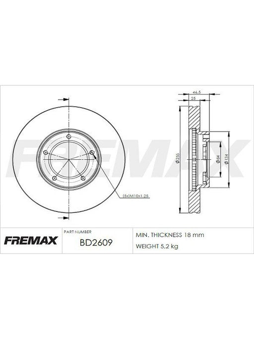 Fremax Brake Disc Front Pair BD-2609 Fremax - Micks Gone Bush