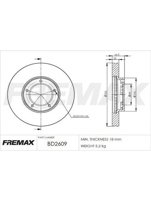 Fremax Brake Disc Front Pair BD-2609 Fremax - Micks Gone Bush