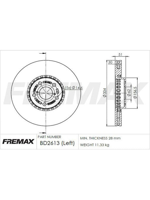 Fremax Brake Disc Front Each BD-2613 Fremax - Micks Gone Bush