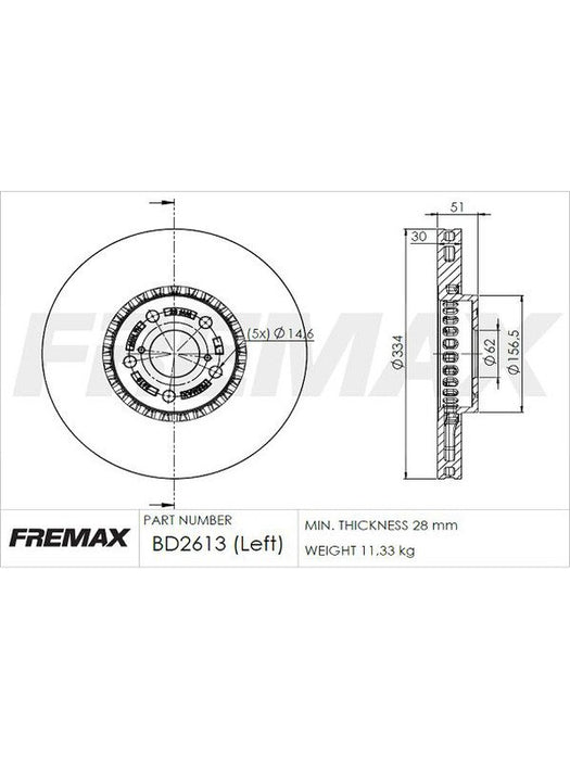 Fremax Brake Disc Front Each BD-2613 Fremax - Micks Gone Bush