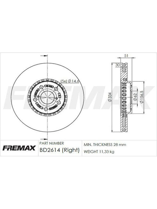 Fremax Brake Disc Front Each BD-2614 Fremax - Micks Gone Bush