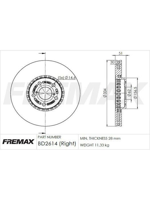 Fremax Brake Disc Front Each BD-2614 Fremax - Micks Gone Bush