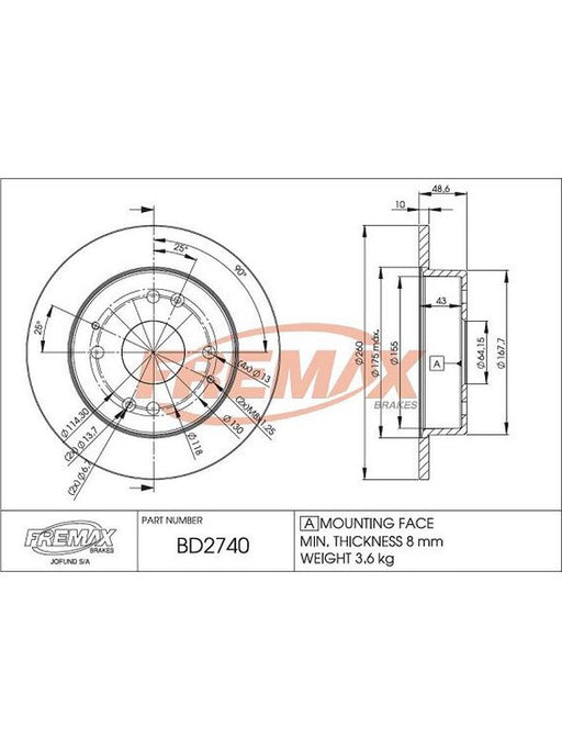 Fremax Brake Rotor (Pair) Solid BD-2740 Fremax - Micks Gone Bush