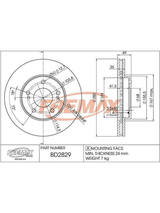 Fremax Brake Disc Front Pair BD-2829 Fremax - Micks Gone Bush