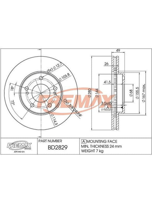 Fremax Brake Disc Front Pair BD-2829 Fremax - Micks Gone Bush