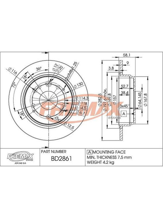 Fremax Brake Disc Rear Pair BD-2861 Fremax - Micks Gone Bush