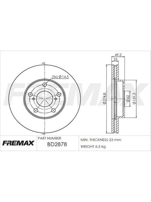 Fremax Brake Disc Front Pair BD-2878 Fremax - Micks Gone Bush