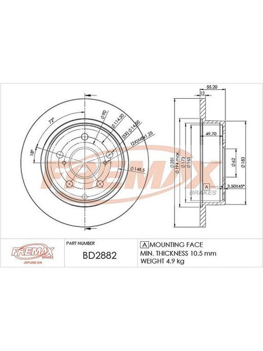 Fremax Brake Rotor (Pair) Rear BD-2882 Fremax - Micks Gone Bush