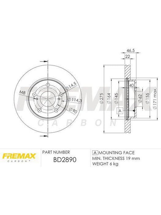 Fremax Brake Disc Front Pair BD-2890 Fremax - Micks Gone Bush
