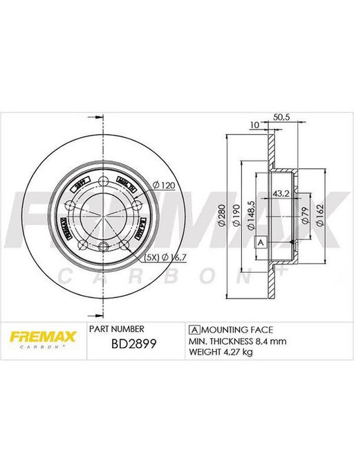 Fremax Brake Rotor Solid Pair Rear BD-2899 Fremax - Micks Gone Bush
