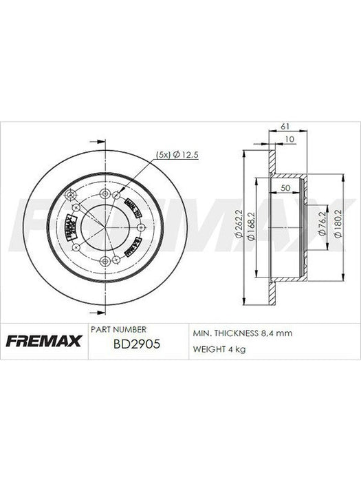 Fremax Brake Disc Rear Pair BD-2905 Fremax - Micks Gone Bush