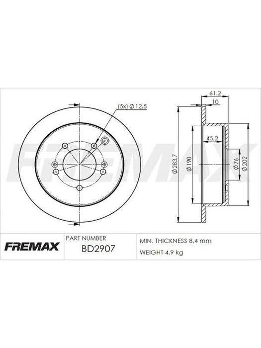 Fremax Brake Disc Rear Pair BD-2907 Fremax - Micks Gone Bush