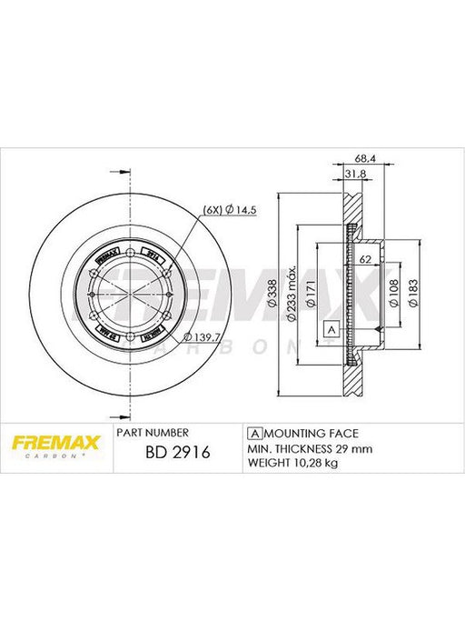 Fremax Brake Rotor (Single) Front BD-2916 Fremax - Micks Gone Bush