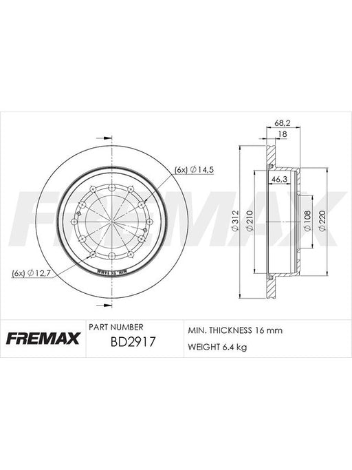 Fremax Brake Rotor (Pair) Rear BD-2917 Fremax - Micks Gone Bush