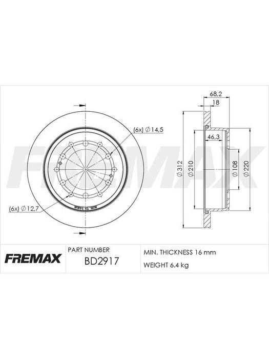 Fremax Brake Rotor (Pair) Rear BD-2917 Fremax - Micks Gone Bush