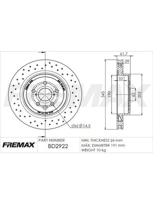 Fremax Brake Disc Rear Each BD-2922 Fremax - Micks Gone Bush