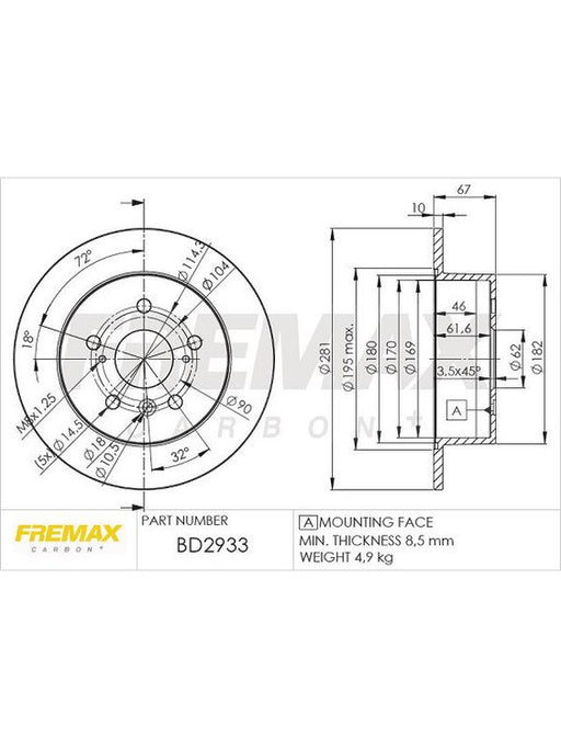 Fremax Brake Rotor (Pair) Rear BD-2933 Fremax - Micks Gone Bush