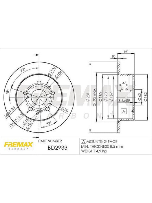 Fremax Brake Rotor (Pair) Rear BD-2933 Fremax - Micks Gone Bush