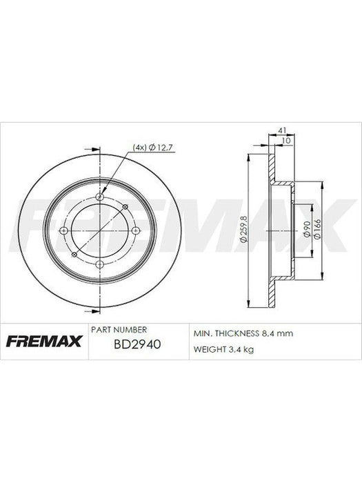 Fremax Brake Disc Rear Pair BD-2940 Fremax - Micks Gone Bush
