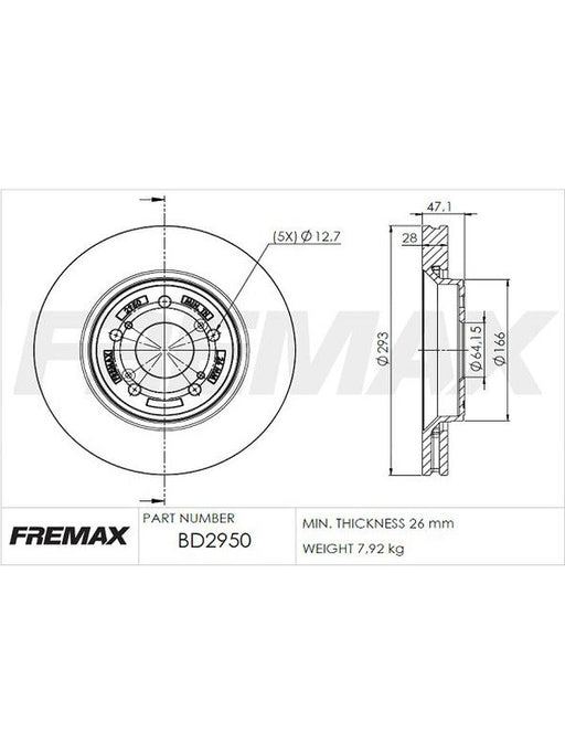 Fremax Brake Disc Front Pair BD-2950 Fremax - Micks Gone Bush
