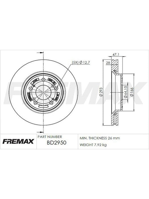 Fremax Brake Disc Front Pair BD-2950 Fremax - Micks Gone Bush