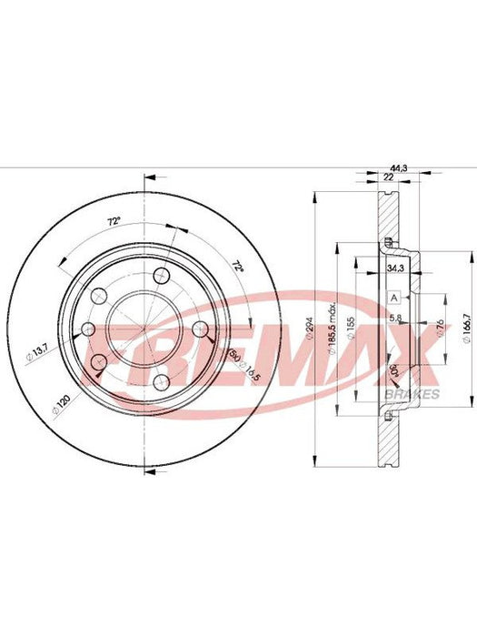 Fremax Brake Disc Rear Pair VW Transporter T5 16" Wheel BD-3021 Fremax - Micks Gone Bush