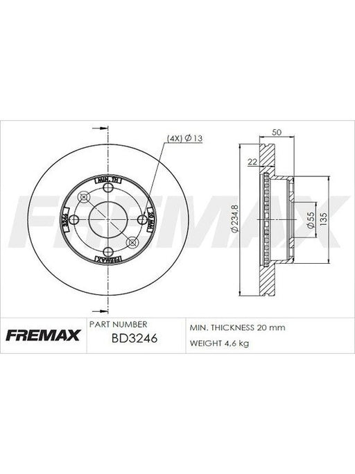 Fremax Brake Disc Front Pair BD-3246 Fremax - Micks Gone Bush
