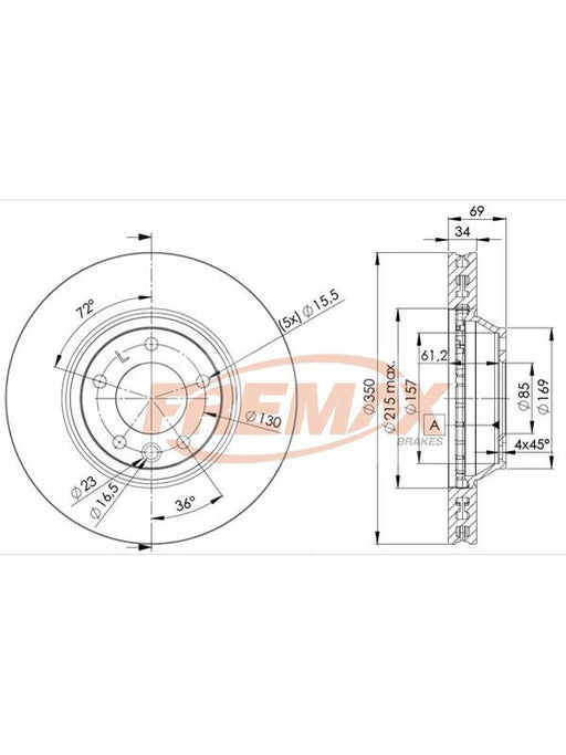 Fremax Brake Disc Front LH Porsche Cayenne S, Turbo BD-3323 Fremax - Micks Gone Bush